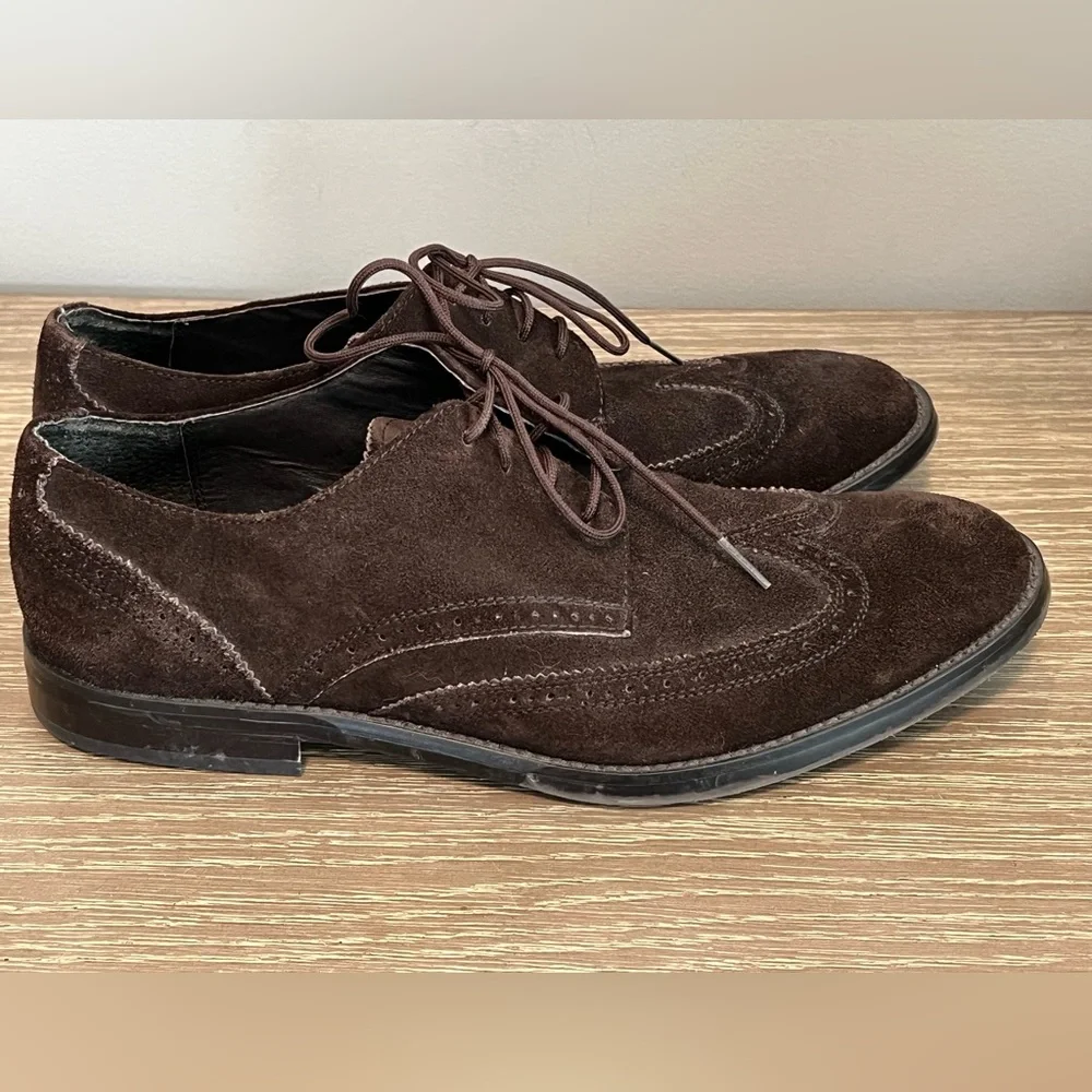 Calvin Klein Brown Suede Men’s Wingtip Oxfords 9‎